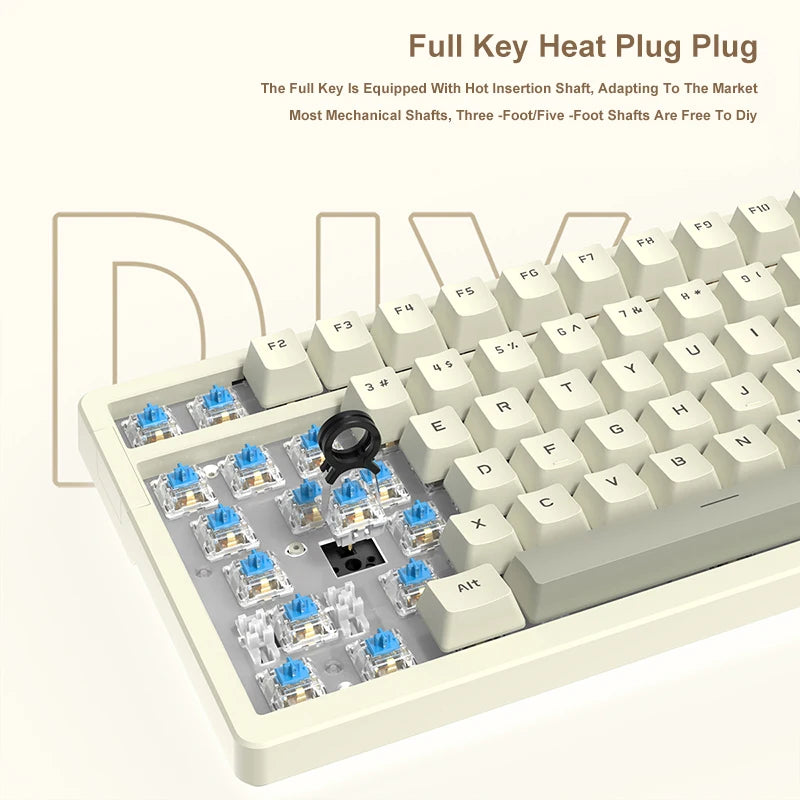 AK992 Wired Mechanical Keyboard 98-Key Full Layout Hot-Swap USB Gaming Keyboard Multimedia Key Knob for Desktop PC Laptop